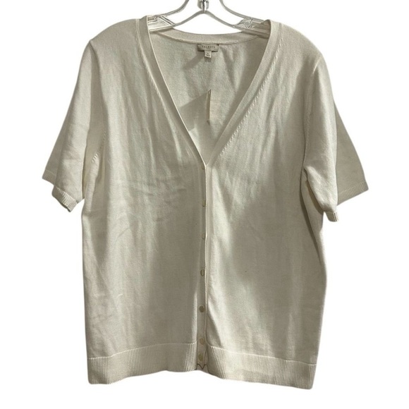 Talbots Women's XL Ivory Short Sleeve Button Down Cardigan Sweater - Picture 1 of 11